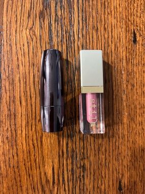 Lancome Color Design Lipstick, Pink to the Club, 324, and Stila Lipgloss